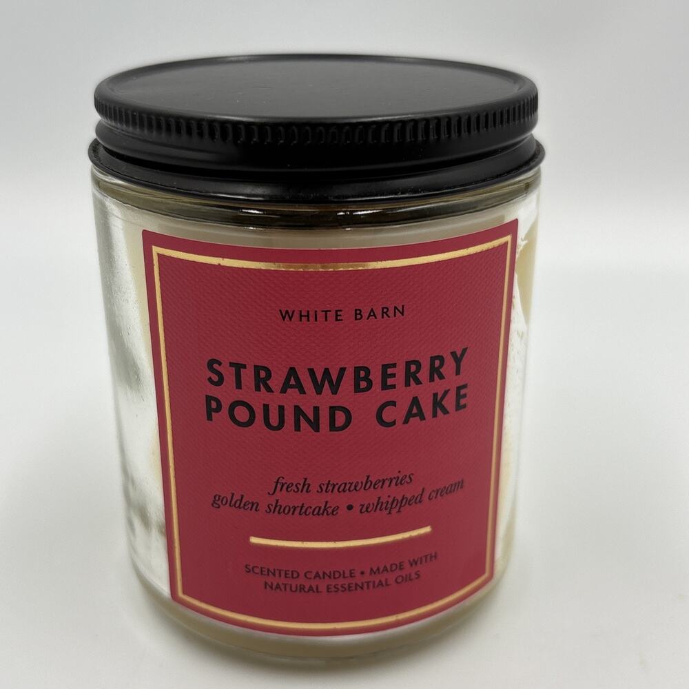 NEW Bath & Body Works/White Barn Strawberry Pound Cake SINGLE WICK CANDLE 8oz